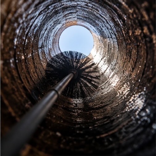 Limpieza y mantenimiento del conducto de una chimenea